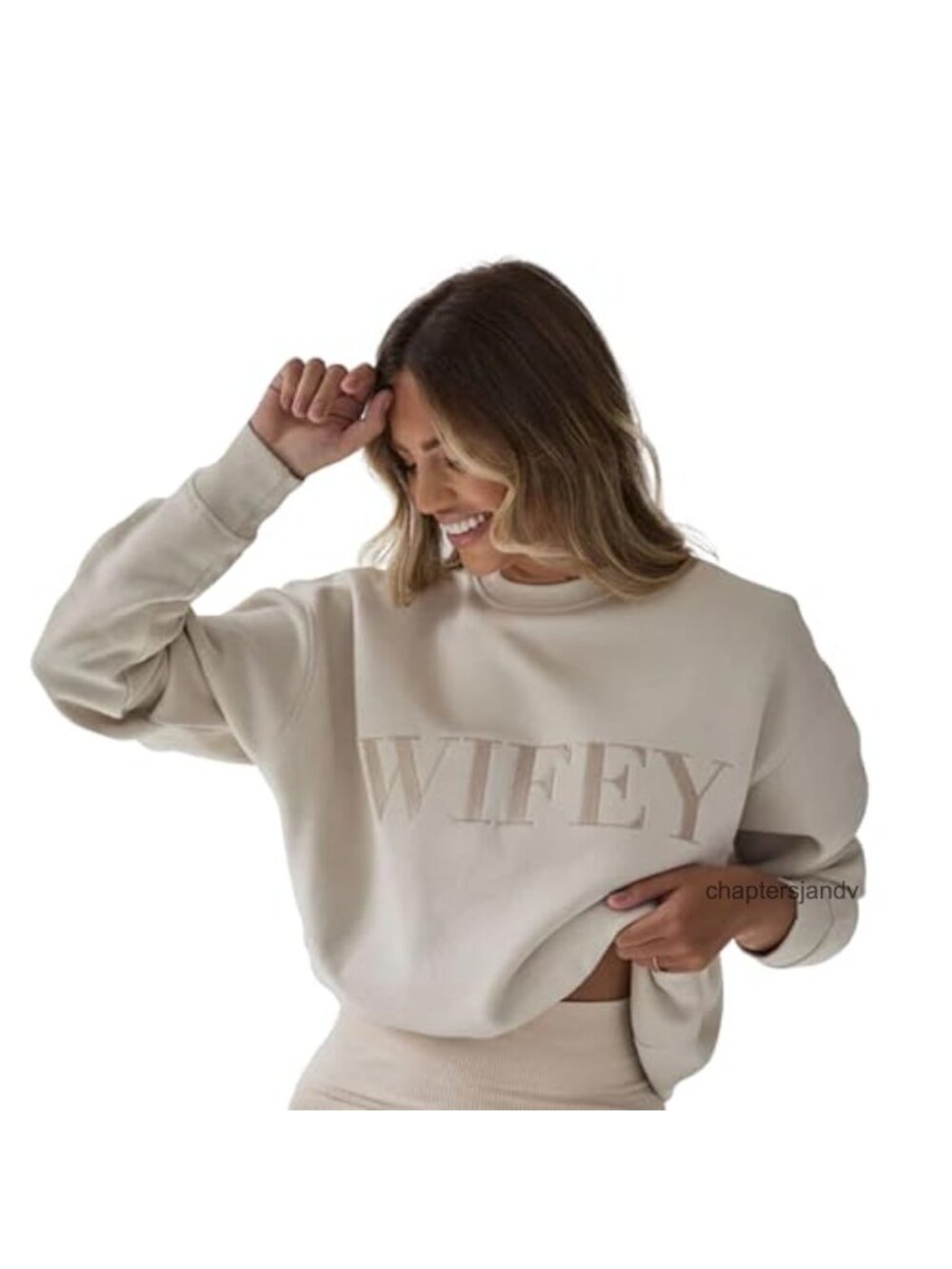 Oversized Wifey Embroidered Sweatshirt Bridal Honeymoon Crewneck Pullover